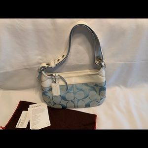 Coach signature purse bag cloth and leather